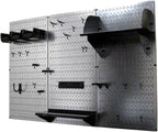 Wall Control Pegboard Organizer 4 ft. Metal Pegboard Standard Tool Storage Kit with Galvanized Toolboard and Black Accessorie