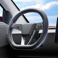 Wigoo Steering Wheel Cover for New Model Y Juniper & Model 3[Ultra-Thin, Breathable Leather] Model 3 (2024~2026)/New Model Y Juniper Accessories, for Men and Women, D Type, 14.5''-15''