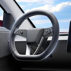 Wigoo Steering Wheel Cover for New Model Y Juniper & Model 3[Ultra-Thin, Breathable Leather] Model 3 (2024~2026)/New Model Y Juniper Accessories, for Men and Women, D Type, 14.5''-15''