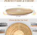 21-Inch Wooden Lazy Susan Turntable – Premium Oak & Iron, Extra Large Rotating Serving Tray for Dining Table, Kitchen Counter