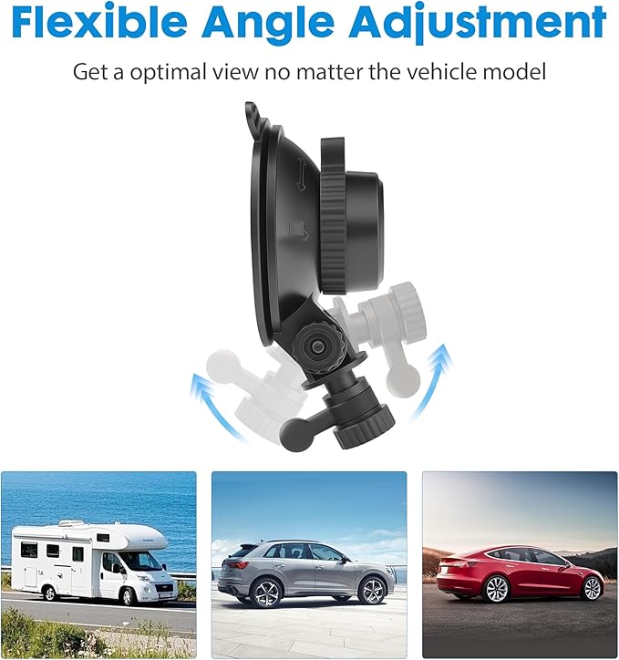 Universal Suction Cup Mount for Garmin Dash Cam Mount,Small Reusable Adjustable Angle Windshield Ball Mount for Garmin Mini2, Fit Dashcam 45/47/55/57/65W/67W/Mini 3/X110/X310/Live,etc