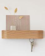 Kazai.® Key Holder 'Toke' | Minimalist Key Hook Design from Berlin | Modern Key Holder Wall Mount with Wooden Shelf | Key Rac