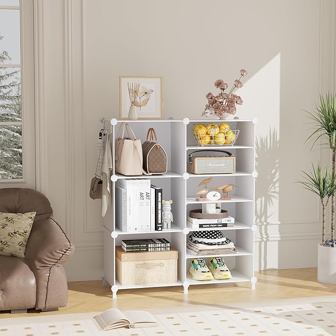 AWTATOS 6 Cube Closet Organizer Storage Shelves Portable Clothes Organizers and Storage Stackable Cubby Shelving for Closet B