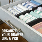 RAPTUROUS Adjustable Drawer Dividers 8 Pack, 4” High, 11-17” Long, Dresser Drawer Organizer for Bedroom, Closet, Kitchen, Nur