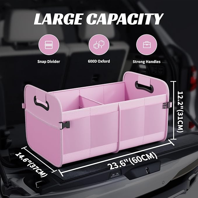 Sposuit Trunk Organizer for Car - 70L Collapsible Car Storage with 11 Pockets & Reinforced Handles, SUV Trunk Organizers for