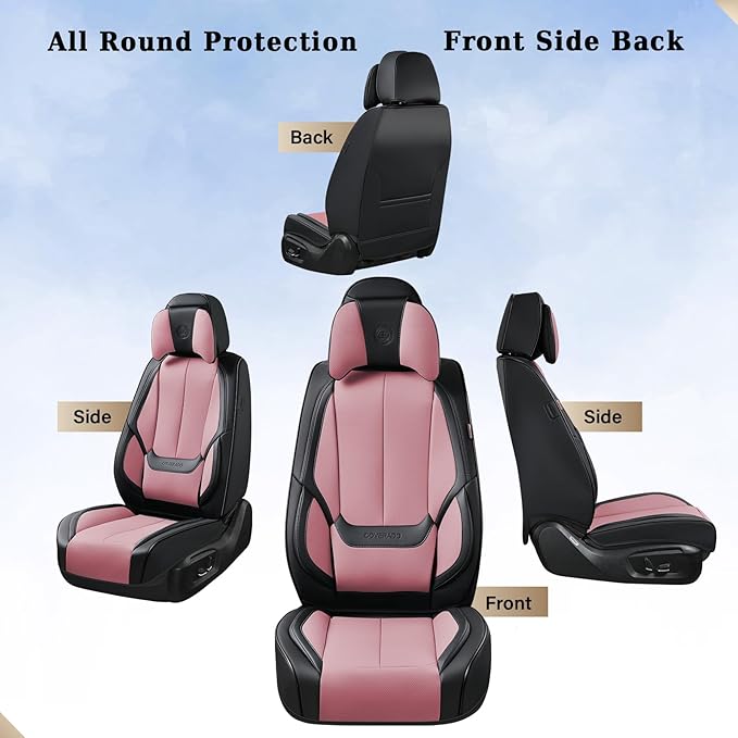 Coverado Universal Seat Covers Front, Universal Seat Covers for Cars, 2-Pack Waterproof Nappa Leather Car Seat Covers with He