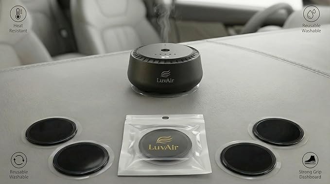 LuvAir Non Slip Pad for Car Dashboard – 4 Pack Anti Slip Grip Pads for Car Aroma Diffuser, Phone, GPS & Small Devices, Reusab