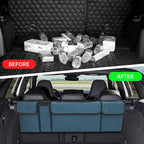 Car Trunk Organizer, Waterproof Collapsible Cargo Bag with 4 Pockets,Backseat Hanging Large Storage with Adjustable Straps, St