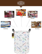HUNRUNG Laundry Hamper,Large Canvas Fabric Lightweight Storage Basket Toy Organizer Dirty Clothes Collapsible Waterproof for 