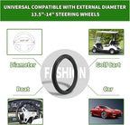 Golf Cart Steering Wheel Covers,13.5 to 14" Golf Cart Steering Wheel Cover Universal for Yamaha,EZGO TXT & RXV,Club Car DS & Precedent, Leather Comfortable, Non-Slip, Wear-Resistant (Black)
