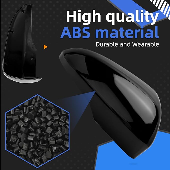 Passenger Side Mirror Cover Replacement for Ford Fusion 2013 2014 2015 2016 2017 2018 2019 2020 2021 2022 - Right Side Mirror Covers, Rear View Mirrors Cap Accessories With Lamp, Black