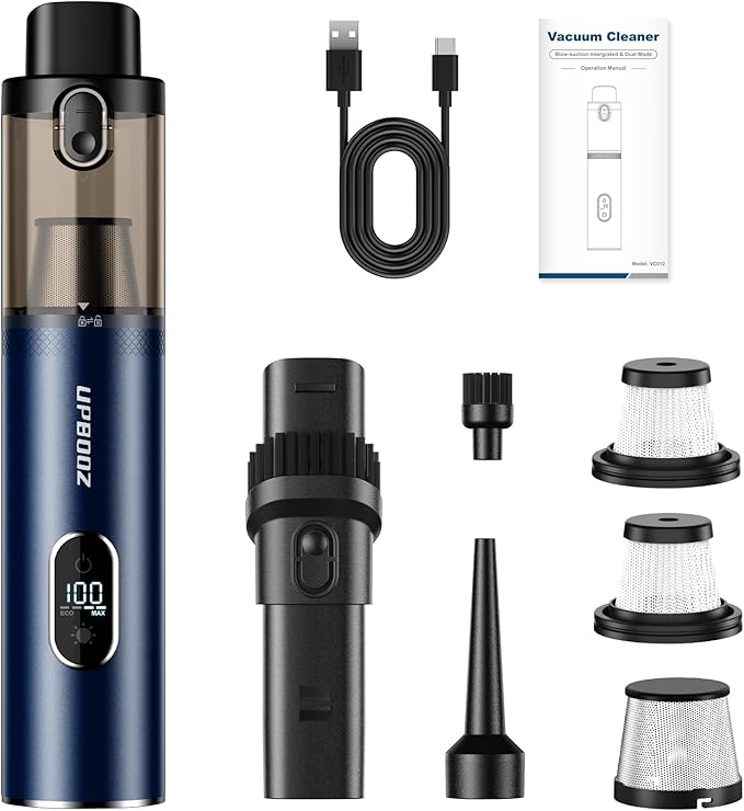 Handheld Vacuum Cordless, Car Vacuum with 14000PA Powerful Suction with LED Light, Air Duster 2-in-1,Low Noise Rechargeable P