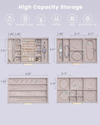 Lolalet Jewelry Box Organizer, 4-Layer Jewelry Organizers and Storage Case with Glass Lid, Ring Earring Bracelet Necklace Hol
