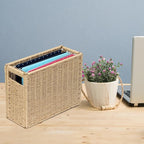 14.6 x 5.9 x 10.8 Inch Large Decorative File Box, Decorative File Baskets for Seagrass Hanging Organizers Portable Letter Siz