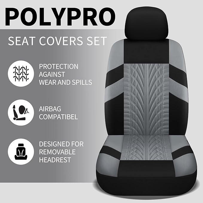 Pariitadin Car Seat Covers Full Set, Washable and Breathable Premium Cloth Automotive Vehicle Seat Cover for Car Interior, Un