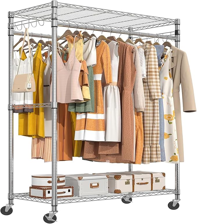 Simple Trending Rolling Clothes Rack, Clothing Rack, Garment Racks for Hanging Clothes, Freestanding Portable Closet Organize