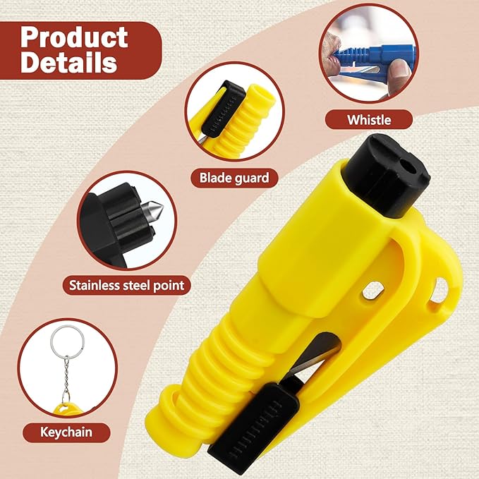 CARFIB Car Window Breaker Tool Keychain Seatbelt Cutter Emergency Escape Tools with Whistle Break Glass Seat Belt Cutters Res