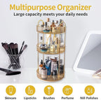 Asayuee 360 Rotating Makeup Organizer for Vanity,3 Tier Large Capacity Vanity Storage,Skincare Perfume Spinning Organizer,Bat