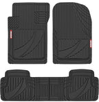 Motor Trend FlexTough™ Advanced Black Rubber Car Floor Mats – Heavy Duty Trim to Fit All Weather Floor Mats for Cars Truck SUV - Automotive Car Interior Floor Liner Protection - Universal Fit