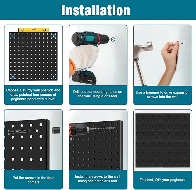 Peg Board Kit, Includes Pegboard and Accessories,with Hooks and Bins,Peg Board Wall Organizer for Office,Ornaments Display,Cr