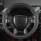 GIANT PANDA Car Steering Wheel Cover for Ford - F150 F250 F350 Expedition, (15.5-16 inches - Black+Gray Line)