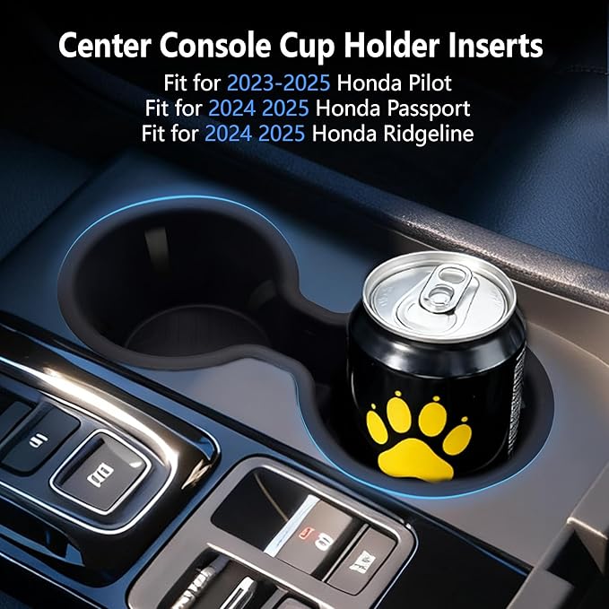 Cup Holder Inserts Compatible with Honda Pilot 2023 2024 2025 Accessories, Non-Slip TPE Center Console Cup Holder Protector Organizer for Honda Ridgeline&Passport 2024 2025 Accessories