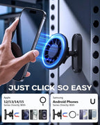 UBeesize Gym Magnetic Phone Holder, 1-Sec Install 360° Adjustable Ball Joint and Durable Base, Dual Magnetic Phone Mount with Smartphones, Works on Any Surface (Metal Plate and Ring Included)