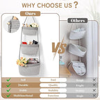Hanging Storage Baskets, Over the Door Basket, Cotton Wall Baskets Storage, Hanging Door Basket with 4 Hooks
