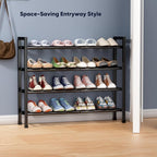 Abiglifty 4-Tier Expandable Shoe Rack,17"-33" Adjustable Shoe Rack for Closet,Metal Shoes Shelves for Front Door Entrance, Ga