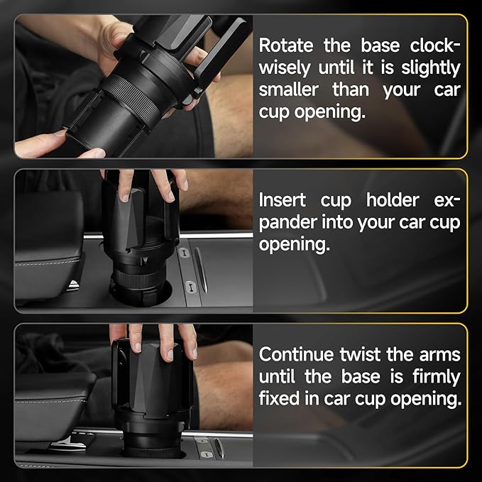 DYLEN Car Cup Holder Expander, Cup Holder Expander Adapter for Car with Expandable Arms, Fits Yeti, HydroFlask, Stanley 14-64