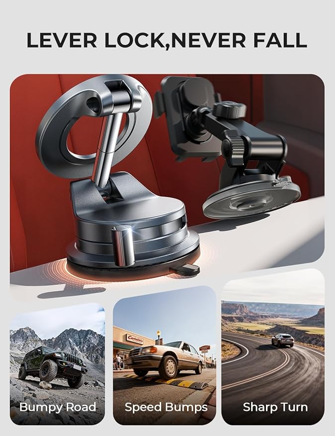 LISEN 2 Pack for Magsafe Car Mount, Cell Phone Holders for Your Car, Magnetic Car Accessories for Women Men Jeep Truck, Magnet Vacuum Gifts for iPhone 17 Pro Max 16 15 14 13 12, Samsung S26