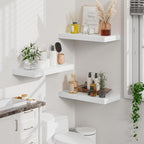 Heimlove 12" Deep White Floating Shelves for Wall, 24 Inch Shelf Bathroom Shelves Set of 2, Mounted Shelves for Books Living 