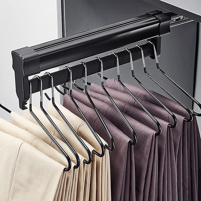 Pull Out Clothes Rail Extendable Pull Out Closet Rod - Wardrobe Pull-Out Trousers Rack, Extendable Clothes Rail, Pull Out Pan