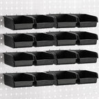 Foraineam 16 Pack Pegboard Bins with Metal Hooks, Black Garage Workbench Bins Cups Peg Board Accessories Kit, Pegboard Tools 