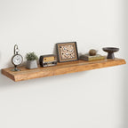 RICHFOCUS Live Edge Elm Floating Shelves - 48" W x 9.3" D Rustic Solid Wood Wall Shelves with Invisible Bracket, Wall-Mounted