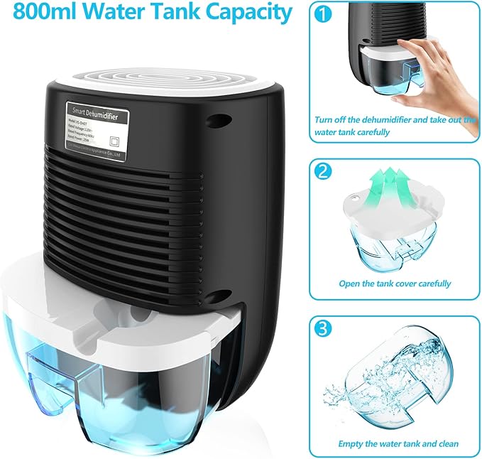 Dehumidifiers for Home 27oz(800ml) Small Auto Shut off Dehumidifiers with Drain Hose,Portable Ultra Quiet Mini Dehumidifier
