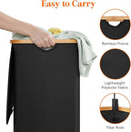 Lifewit 80L Laundry Basket with Lid, Clothes Hampers for Laundry with Bamboo Handles and 1 Removable Bag, Large Foldable Laun