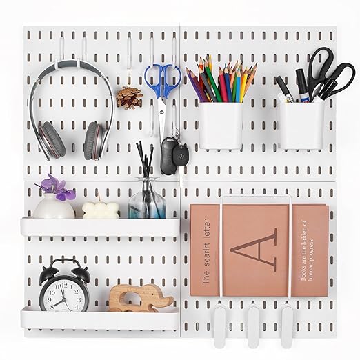 VEVOR Pegboard Combination Kit, 11" x 11" Plastic Pegboard, 4 Panels, Peg Board Wall Organizer Kit with Accessories, for Gara