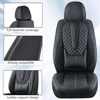 Coverado Seat Covers Front Seats, Car Seat Cover Protector with Lumbar Support, Waterproof Car Seat Cushion, Nappa Leather Bl