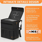 3 Gallons Car Trash Can with Lid, Bag Bin Hanging Waterproof Automotive Car Garbage Cans Leak Proof Vehicle Trash Can Black