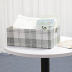 Fabric Storage Bin Box Collapsible Cotton Linen Storage Cube with Wooden Handles Rectangular Decorative Home Organizer Clothe
