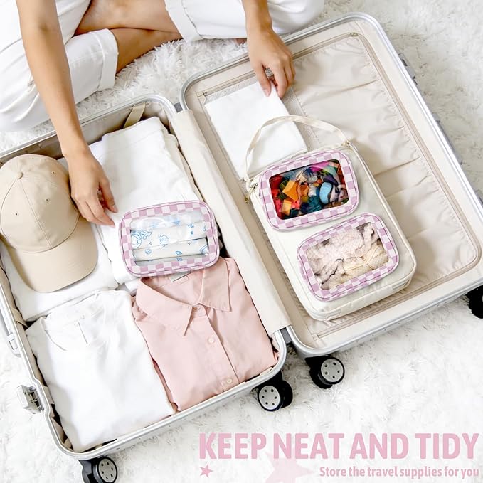 YOPCDJ 3PCS Clear Toiletry Bag,TSA Approved Travel Makeup Pouch with Zipper for Cosmetics and Toiletries，Diaper Bag Organizer