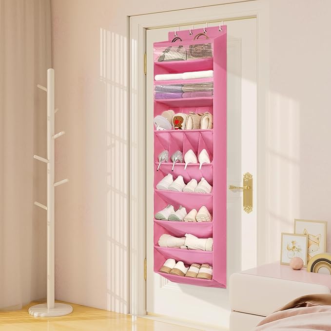 FENTEC 1 Pack 8 Shelves Over The Door Shoe Organizer,68" Exlarge Deep Pockets Hanging Shoe Organizers, Shoe Rack for Closet, 