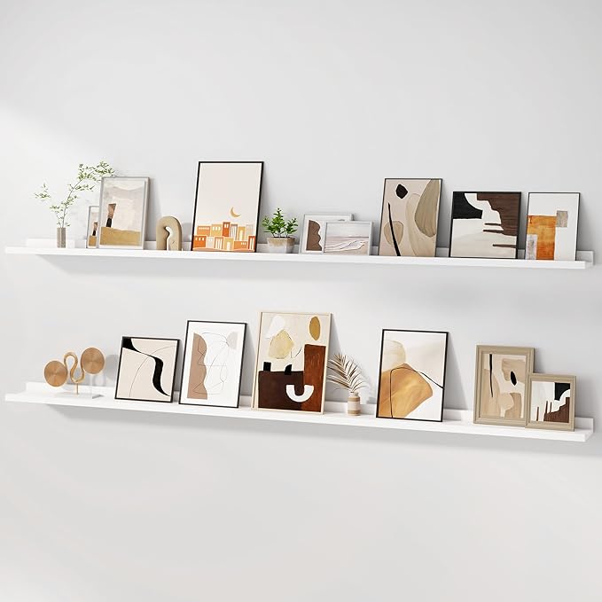 Floating Picture Ledge Shelves for Wall Set of 2, 72 Inches Picture Ledge Shelf with Long Large Nursery Book Shelf for Toys S