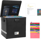 Medium Next of Kin Box Organizer with Smart Labels, Fireproof Foldable File Organizer with Combination Lock, 10 Hanging Files