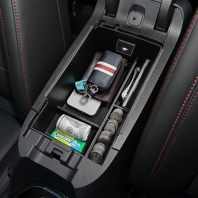EDBETOS Center Console Organizer Compatible with Chevy Equinox Accessories 2018 2019 2020 2021 2022 2023 2024 Insert Tray Interior Secondary Armrest Storage Box ABS, Black