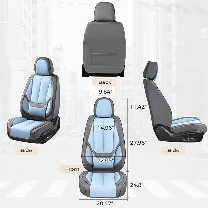 Coverado Seat Covers, Car Seat Covers Front Seats, Leather Seat Covers for Cars, Car Seat Protector Waterproof, Gray Car Seat