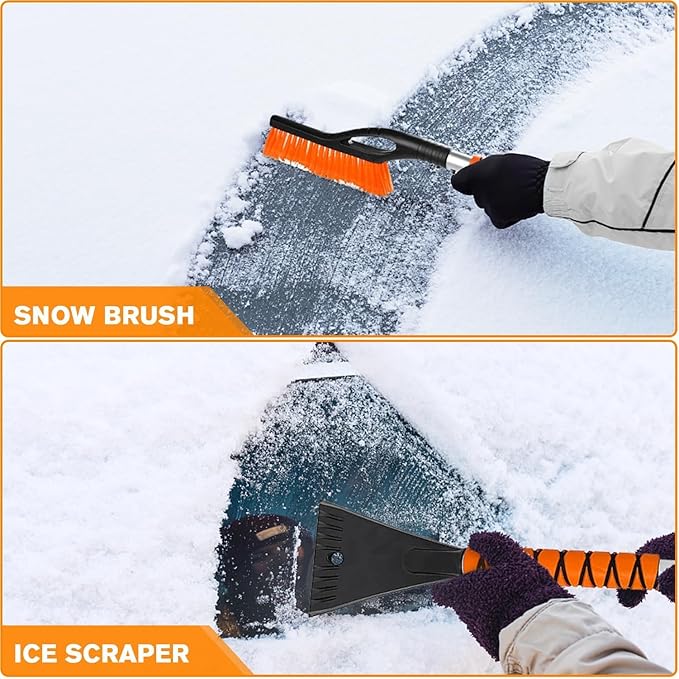 27" Snow Brush and Ice Scraper, 2-in-1 Detachable Car Snow Removal Tool with Ergonomic Grip, for Cars, Trucks, SUVs Windshield Winter Cleaning, Idea