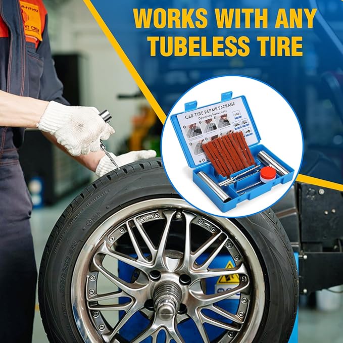 BETOOLL Universal Tire Repair Kit, Heavy Duty 22 Pcs Emergency Tire Plug Kit, for car Motorcycle, Truck, ARB，ATV, Tractor, RV