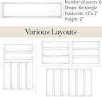 STORi SimpleSort 6-Piece Stackable Clear Drawer Organizer Set | 12" x 3" x 2" Rectangle Trays | Narrow Makeup Vanity Storage 